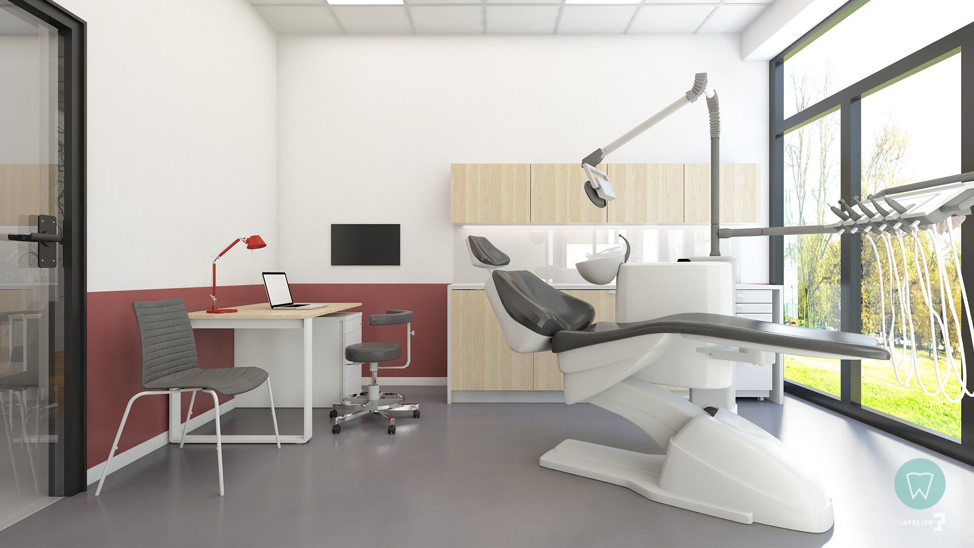 Projekt wnętrz gabinetów dentystycznych z częścią biurową 6