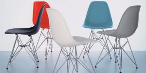 plastikowe oryginalne krzesła Vitra Eames Plastic Side Chair Dsr - krzesła do strefy socjalnej T3 atelier Kraków